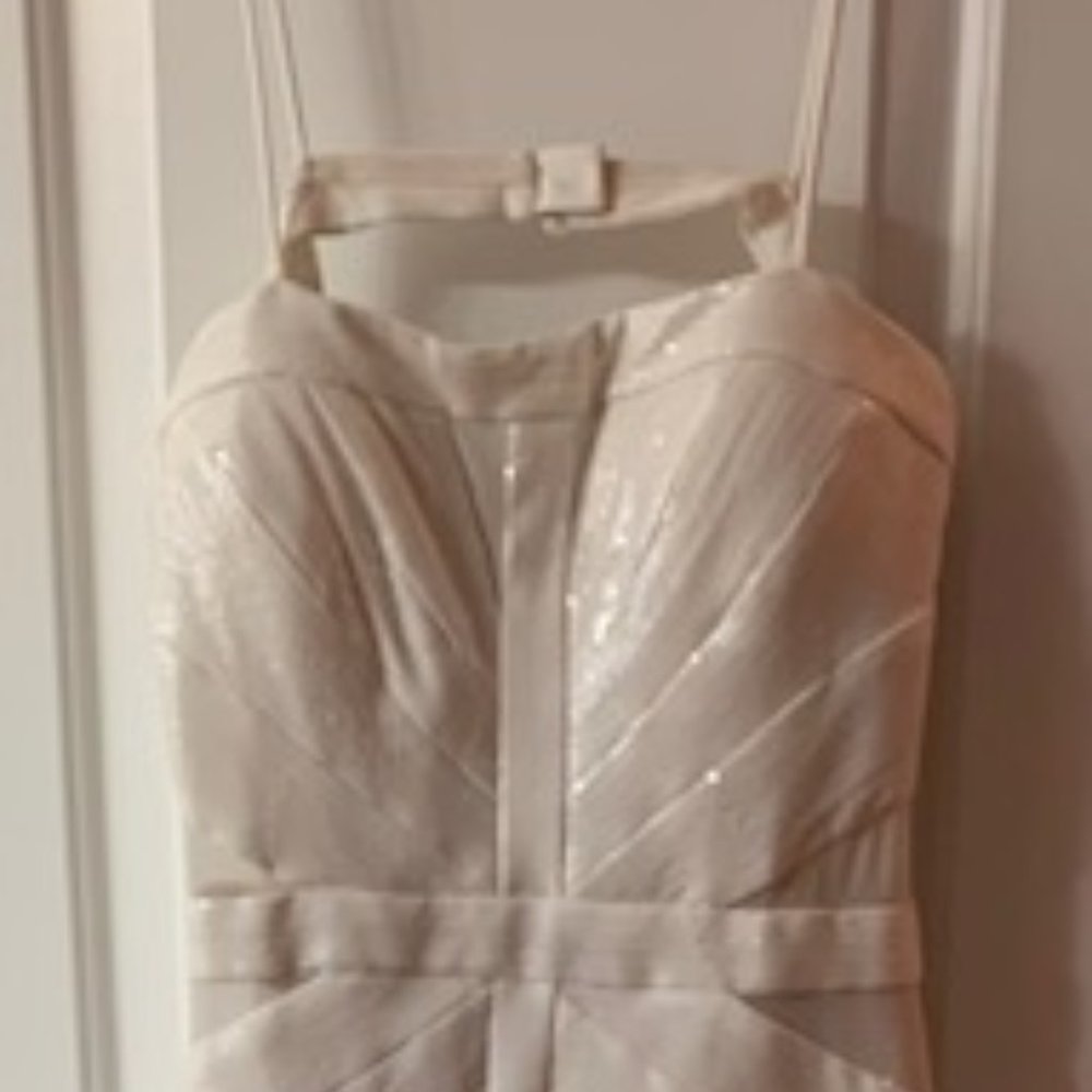 Evening Dress by Mignon, size 6, color Nude/White
